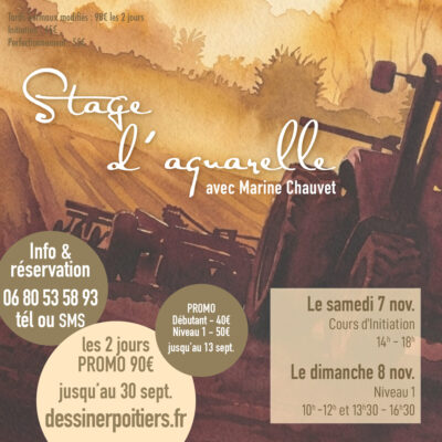 Stage aquarelle - Tiers lieu des feuillants à Poitiers (86) - 7 et 8 novembre 2026