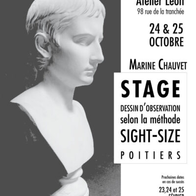 Stage de dessin d'observation le 24 et 25 octobre à l'atelier léon, 98 rue de la tranchée à réserver sur le site dessinerpoitiers.fr, Dessin d'observation selon la méthode Sight-size à Poitiers. Prochaines dates le 23, 24 et 25 février si succès pour un stage plus complet